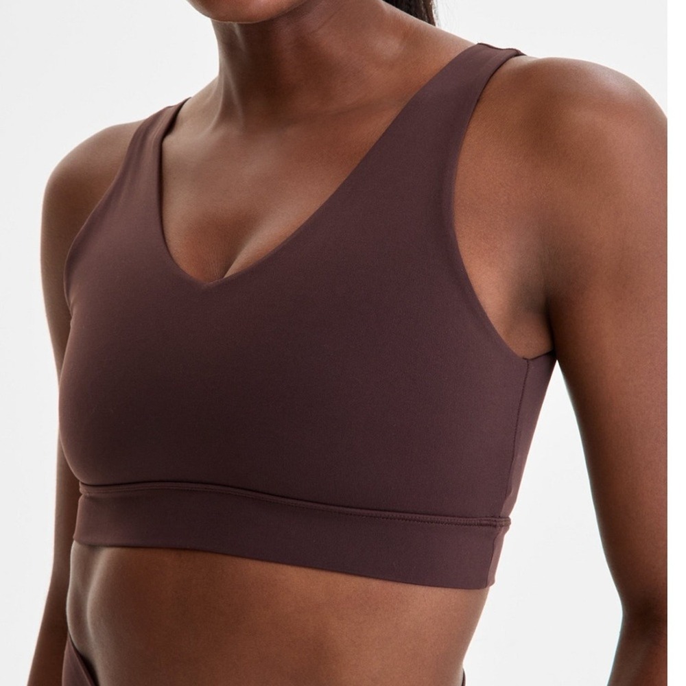 Sweaty Betty Ultimate Yoga Voop Bra Sable Brown Recycled Sweat Wicking Quick Dry - Picture 3 of 10
